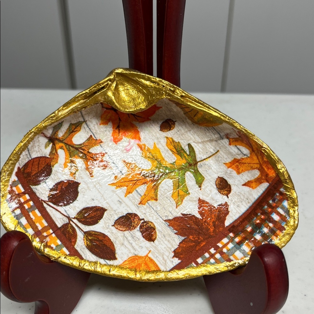 Hand Crafted Autumn Leaf Decor with Gold Accents
